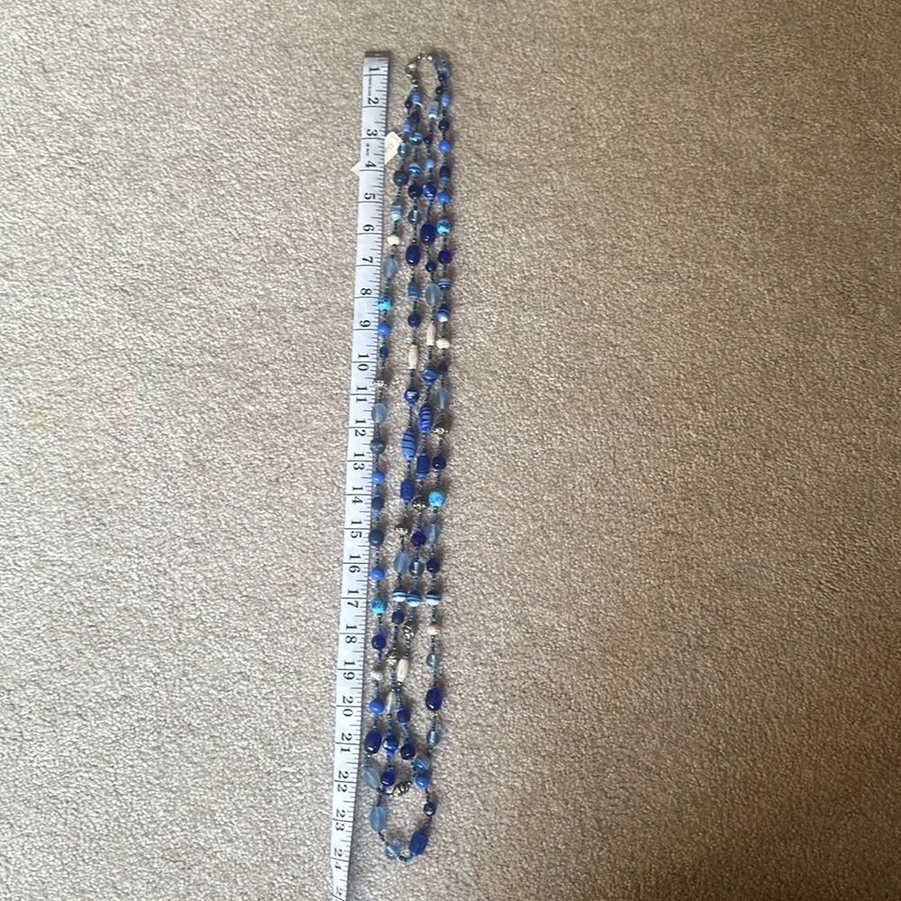 Blue glass beaded necklace.